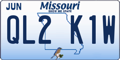 MO license plate QL2K1W
