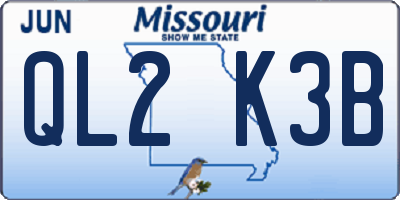 MO license plate QL2K3B