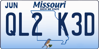 MO license plate QL2K3D