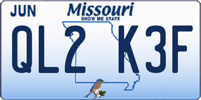 MO license plate QL2K3F