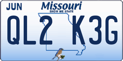 MO license plate QL2K3G