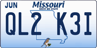 MO license plate QL2K3I