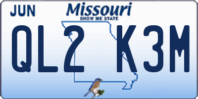 MO license plate QL2K3M