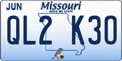 MO license plate QL2K3O