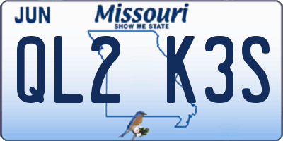 MO license plate QL2K3S