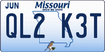 MO license plate QL2K3T