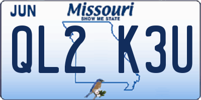 MO license plate QL2K3U
