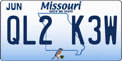 MO license plate QL2K3W