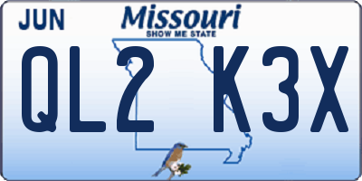 MO license plate QL2K3X