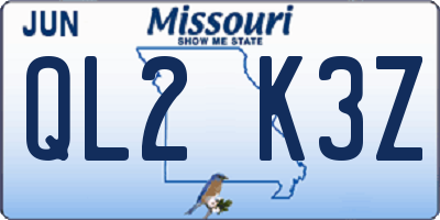 MO license plate QL2K3Z
