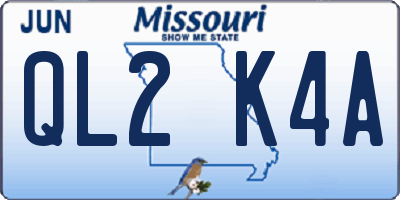 MO license plate QL2K4A
