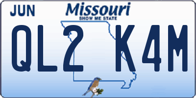 MO license plate QL2K4M