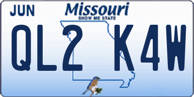 MO license plate QL2K4W