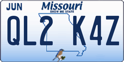 MO license plate QL2K4Z