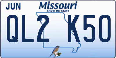 MO license plate QL2K5O
