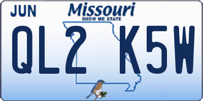 MO license plate QL2K5W