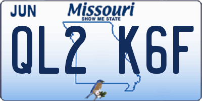 MO license plate QL2K6F