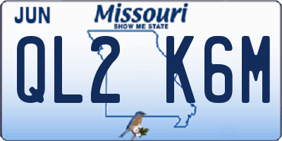 MO license plate QL2K6M