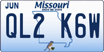 MO license plate QL2K6W