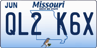 MO license plate QL2K6X