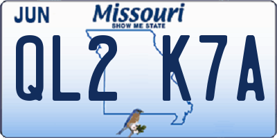 MO license plate QL2K7A