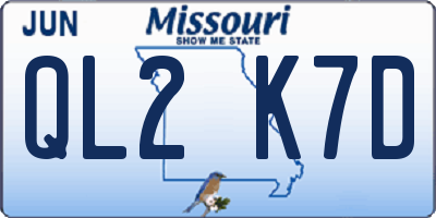 MO license plate QL2K7D