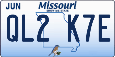 MO license plate QL2K7E