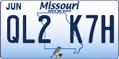 MO license plate QL2K7H