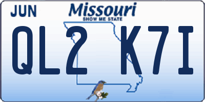 MO license plate QL2K7I
