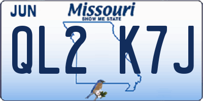 MO license plate QL2K7J