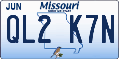 MO license plate QL2K7N