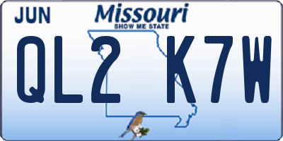 MO license plate QL2K7W