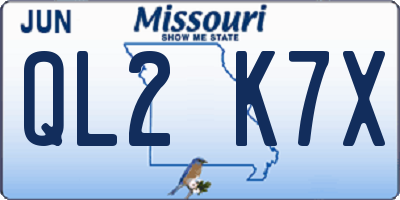 MO license plate QL2K7X