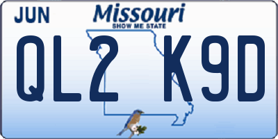 MO license plate QL2K9D