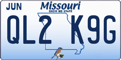 MO license plate QL2K9G