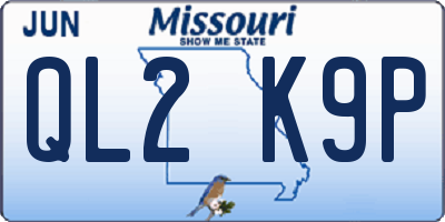 MO license plate QL2K9P