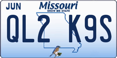 MO license plate QL2K9S