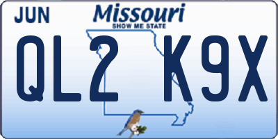 MO license plate QL2K9X