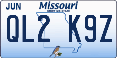 MO license plate QL2K9Z