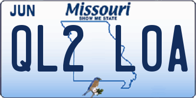 MO license plate QL2L0A