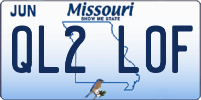 MO license plate QL2L0F