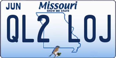 MO license plate QL2L0J