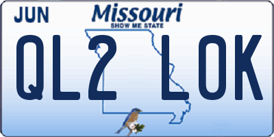 MO license plate QL2L0K