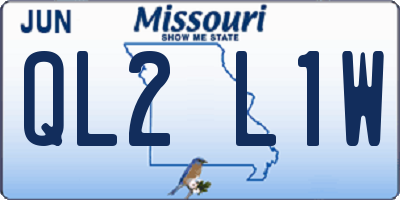MO license plate QL2L1W