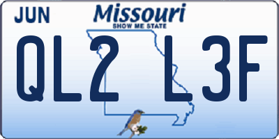 MO license plate QL2L3F