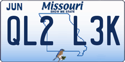 MO license plate QL2L3K