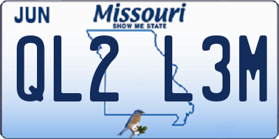 MO license plate QL2L3M