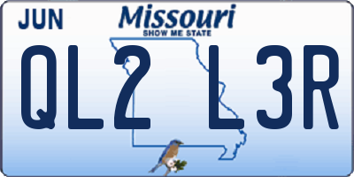 MO license plate QL2L3R