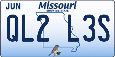 MO license plate QL2L3S