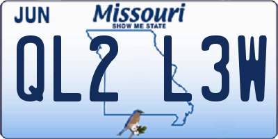MO license plate QL2L3W